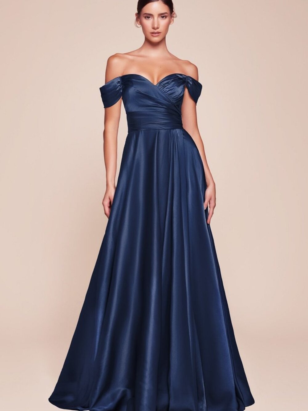 NEW NAVY Evening Gown Floor Length Formal Elegant Stunning 7493